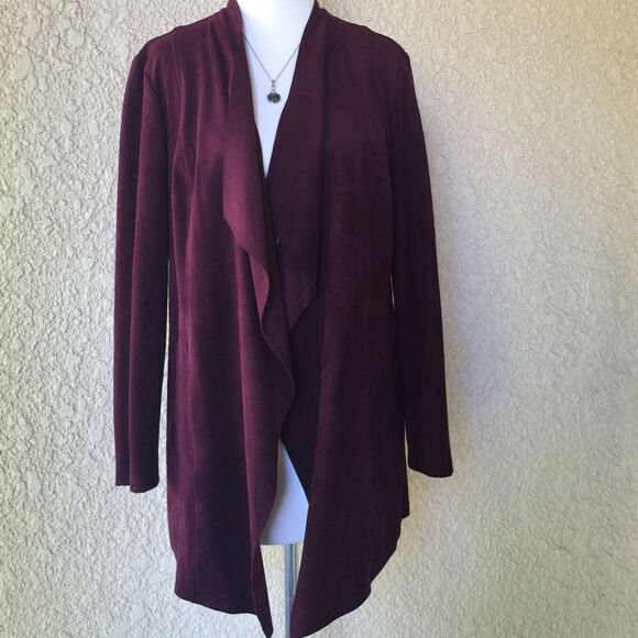 Chico's´Faux Suede Deep Merlot Drape Jackect  0 - Picture 2 of 8
